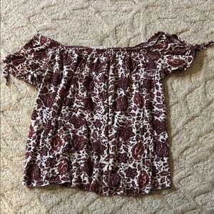 Burgundy Floral Off-Shoulder Blouse